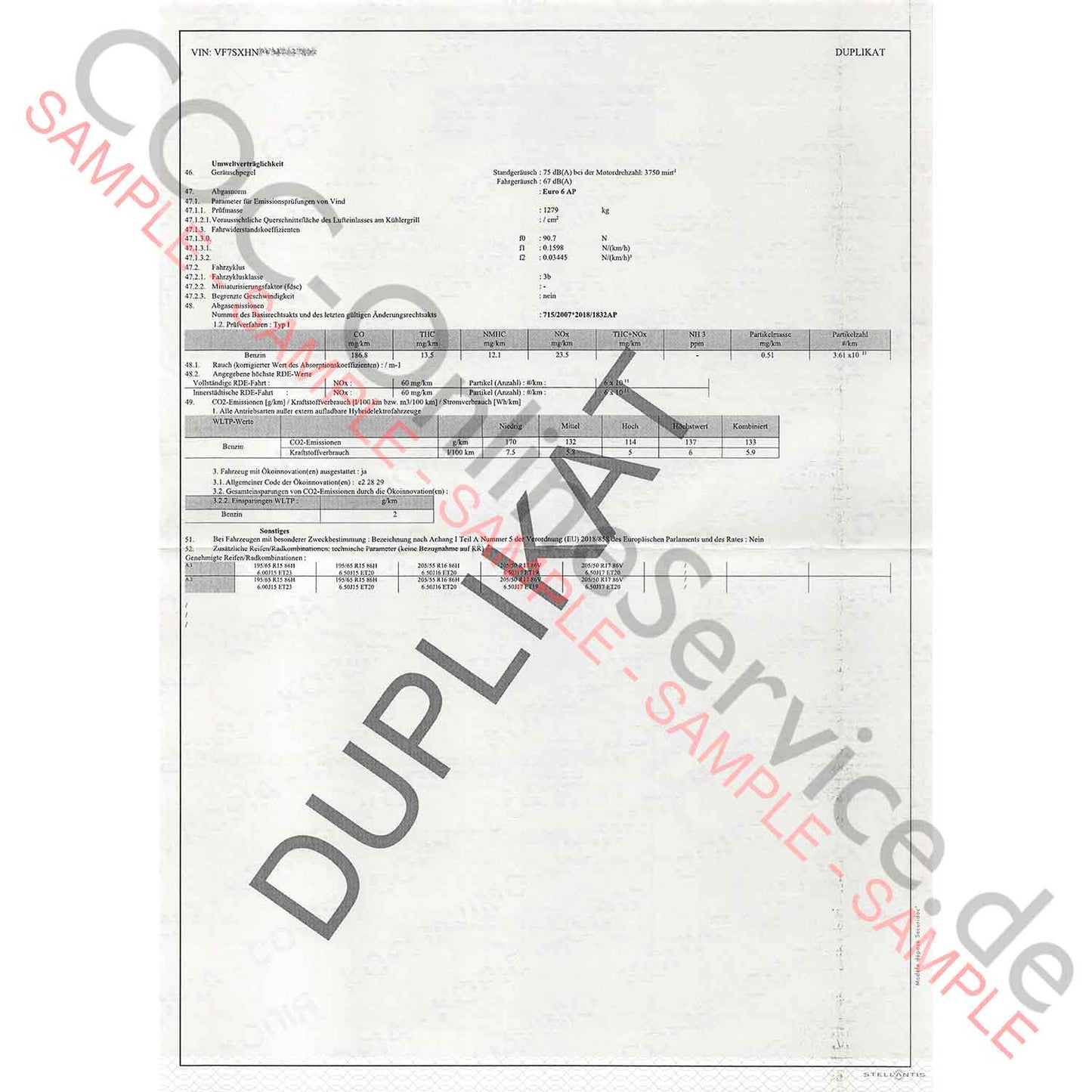 Papiers COC pour Citroën (Certificat de Conformité)