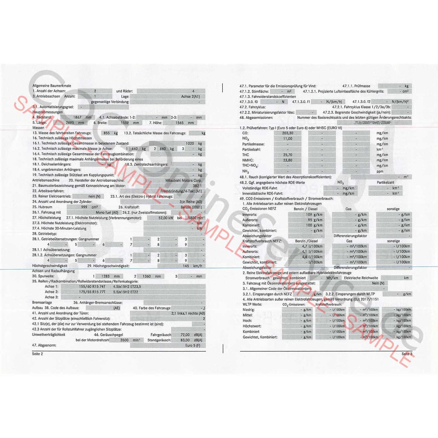 Documents COC pour Smart (Certificat de Conformité)